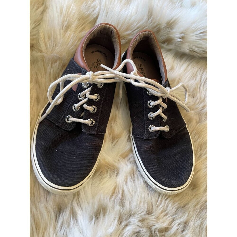 Sperry Women's Canvas Sneakers - Size 3M - Black & Brown - Comfy & Casual